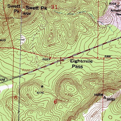 Topographic Map of Eightmile Pass, UT