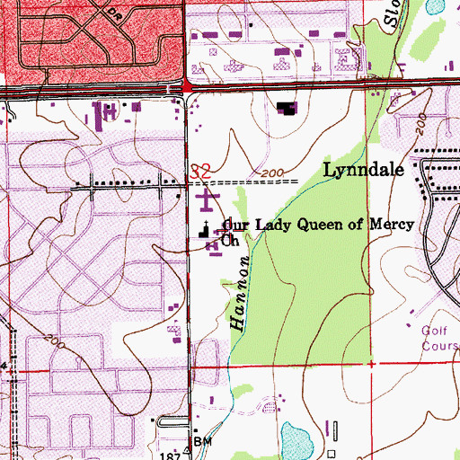 Topographic Map of Our Lady of Mercy School, AL
