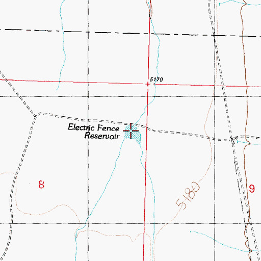 Topographic Map of Electric Fence Reservoir, UT