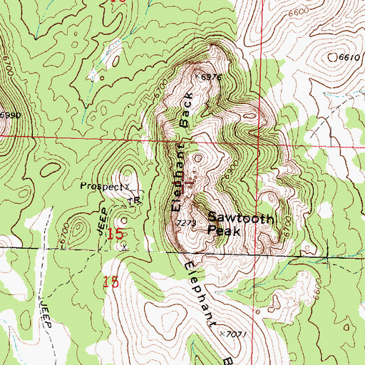 Topographic Map of Elephant Back, UT