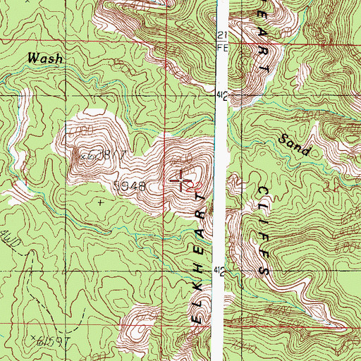 Topographic Map of Elkheart Cliffs, UT