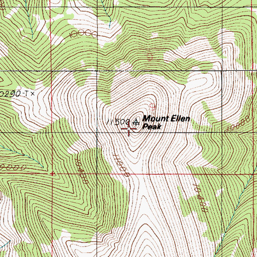 Topographic Map of Mount Ellen Peak, UT