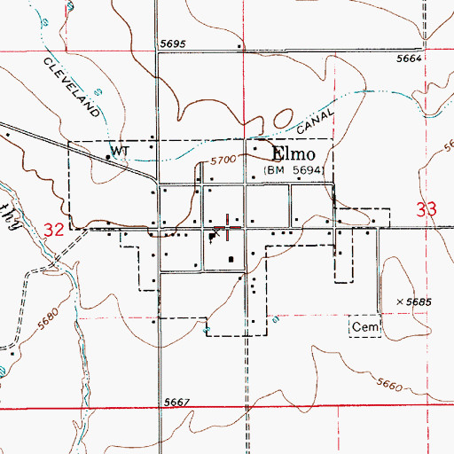 Topographic Map of Elmo, UT