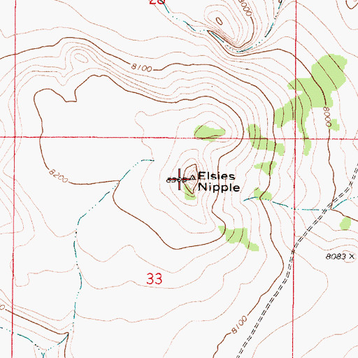 Topographic Map of Elsies Nipple, UT