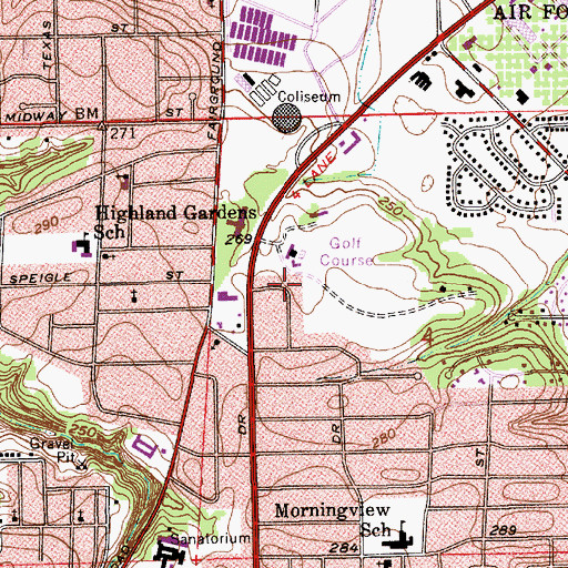 Topographic Map of Pecan Grove Estates, AL