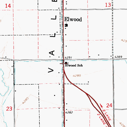 Topographic Map of Elwood School, UT