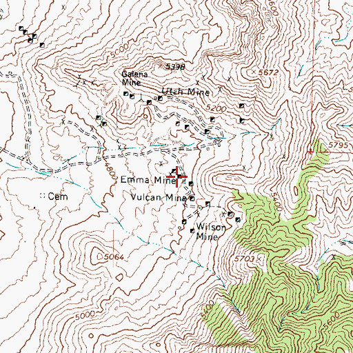 Topographic Map of Emma Mine, UT
