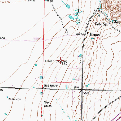 Topographic Map of Enoch Cemetery, UT