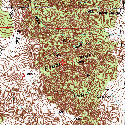 Topographic Map of Enoch Ridge, UT