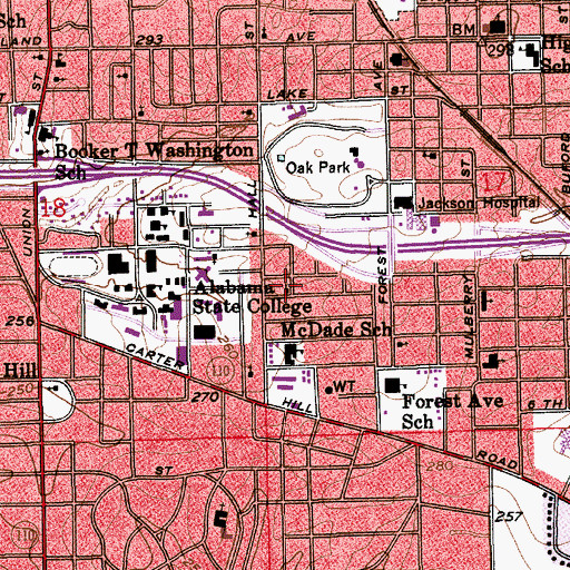 Topographic Map of Peoples Baptist Church, AL