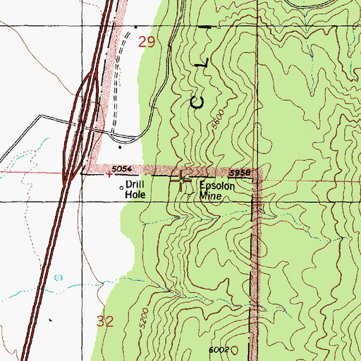 Topographic Map of Epsolon Mine, UT