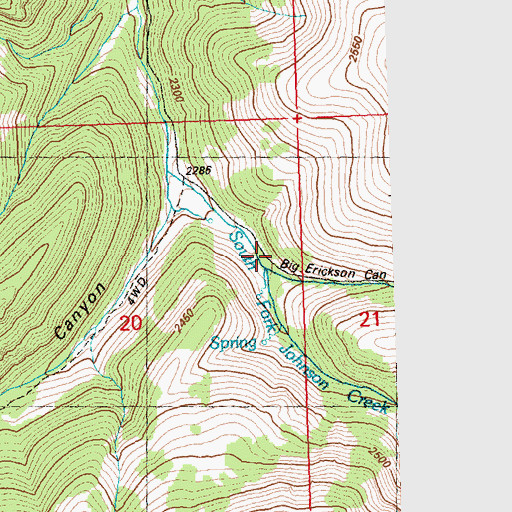 Topographic Map of Big Erickson Canyon, UT