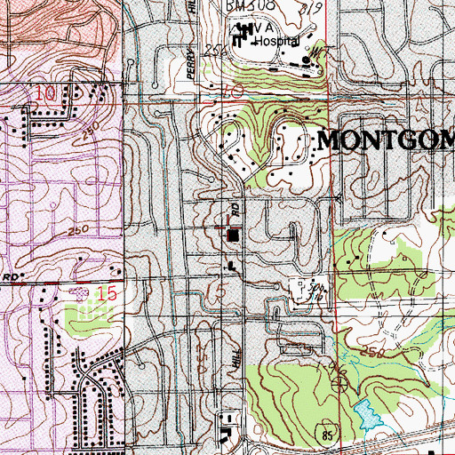Topographic Map of Perry Hill Road Baptist Church, AL