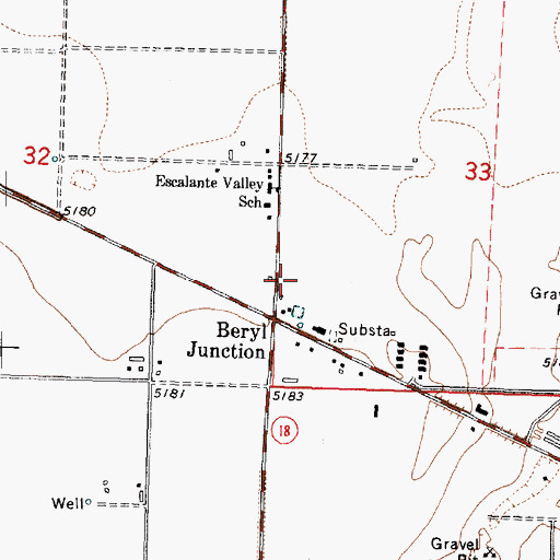 Topographic Map of Escalante Valley Elementary School, UT