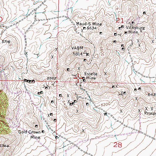 Topographic Map of Estelle Mine, UT