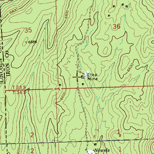 Topographic Map of Etna Mine, UT