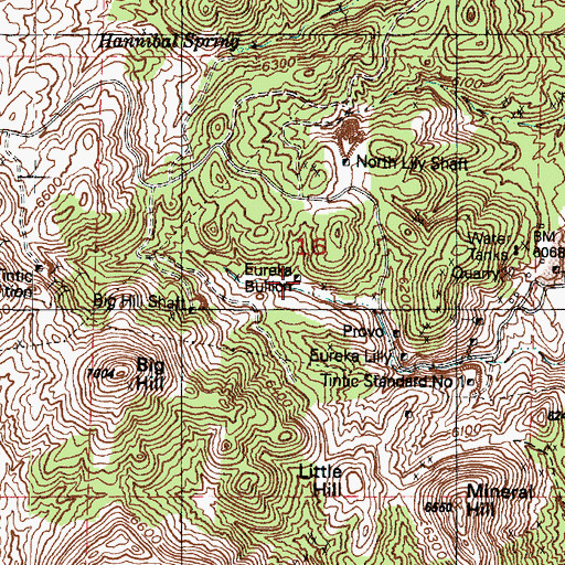Topographic Map of Eureka Bullion, UT