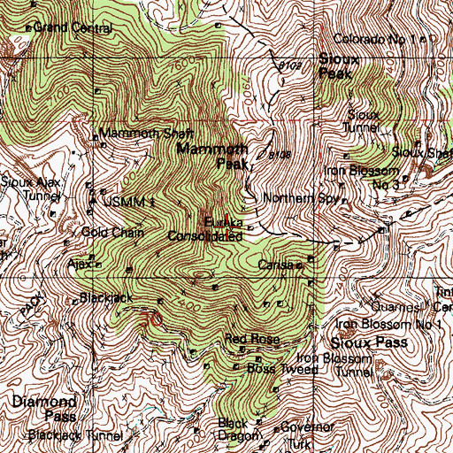 Topographic Map of Eureka Consolidated, UT