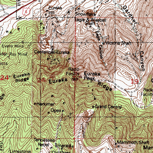 Topographic Map of Eureka Peak, UT