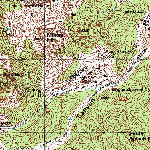Topographic Map of Eureka Standard, UT