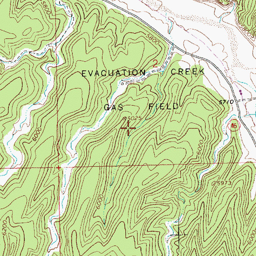 Topographic Map of Evacuation Creek Gas Field, UT