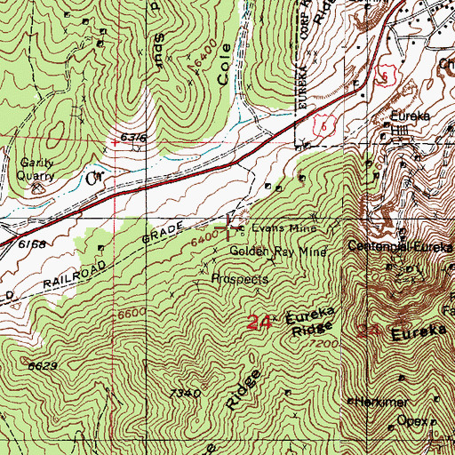 Topographic Map of Evans Mine, UT