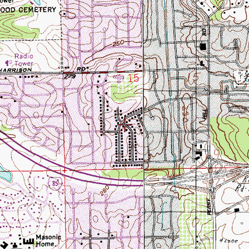 Topographic Map of Perry Hills, AL