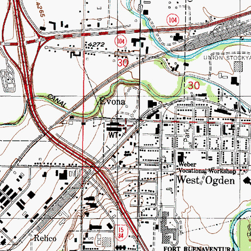 Topographic Map of Evona, UT