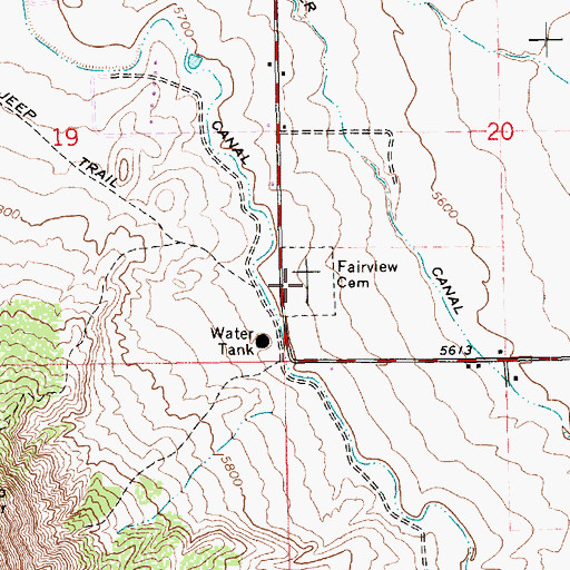 Topographic Map of Fairview Cemetery, UT