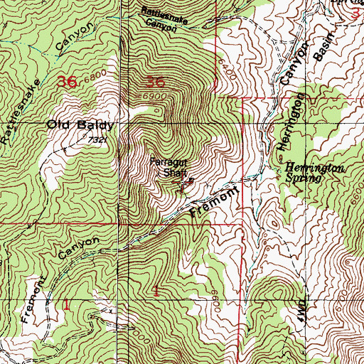 Topographic Map of Farragut Shaft, UT