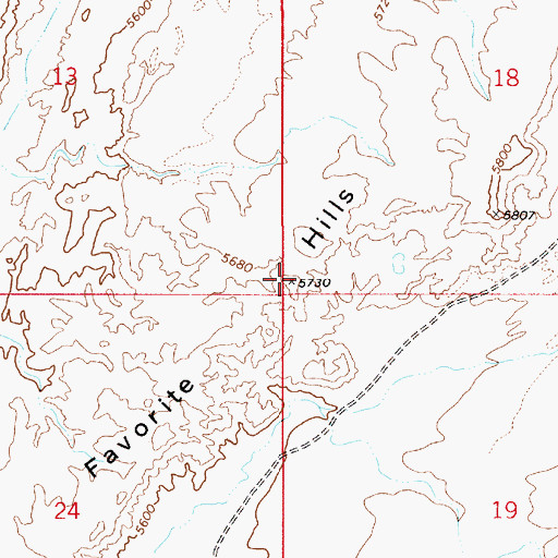 Topographic Map of Favorite Hills, UT