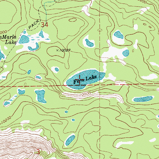 Topographic Map of Fern Lake, UT