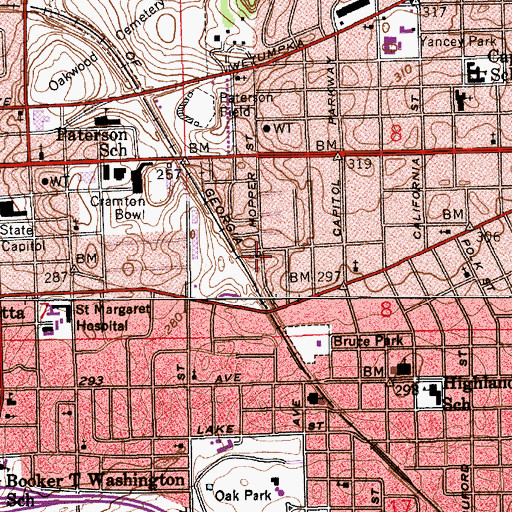Topographic Map of Pilgrim Rest Baptist Church, AL