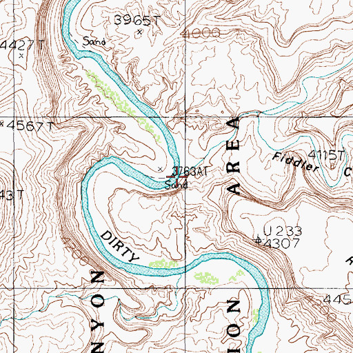 Topographic Map of Fiddler Cove Canyon, UT