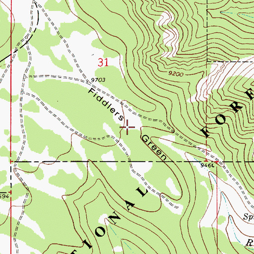 Topographic Map of Fiddlers Green, UT