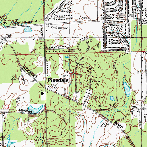 Topographic Map of Pine Forest Estates, AL