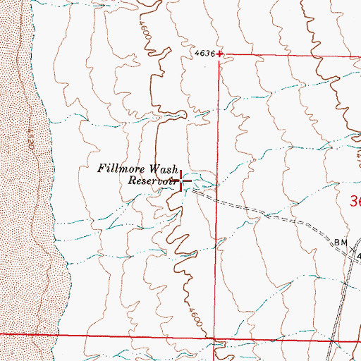 Topographic Map of Fillmore Wash Reservoir, UT