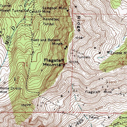 Topographic Map of Flagstaff Mountain, UT