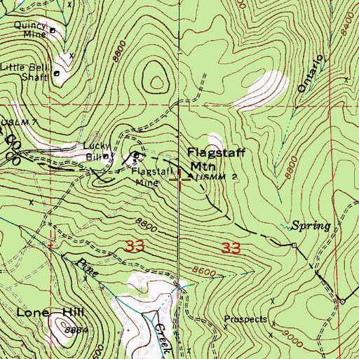Topographic Map of Flagstaff Mountain, UT