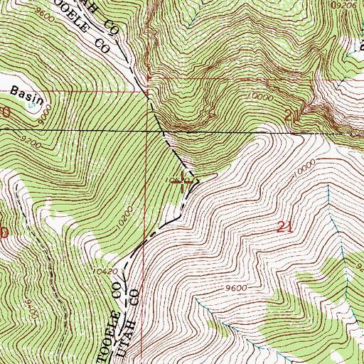 Topographic Map of Flat Top Mountain, UT