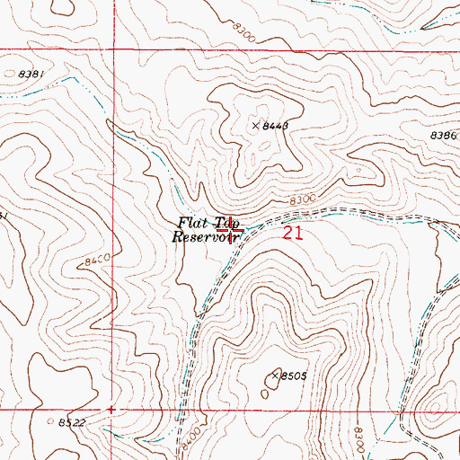 Topographic Map of Flat Top Reservoir, UT