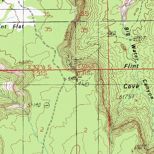 Topographic Map of Flint Trail, UT