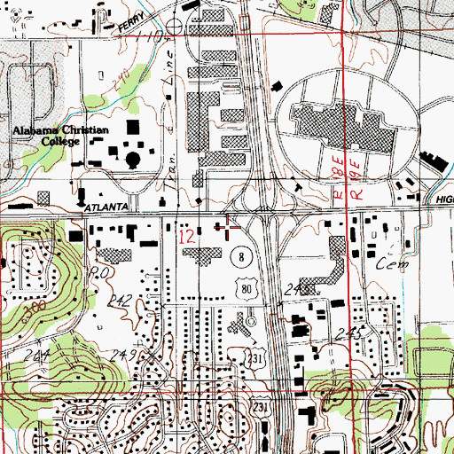 Topographic Map of Plaza East Shopping Center, AL
