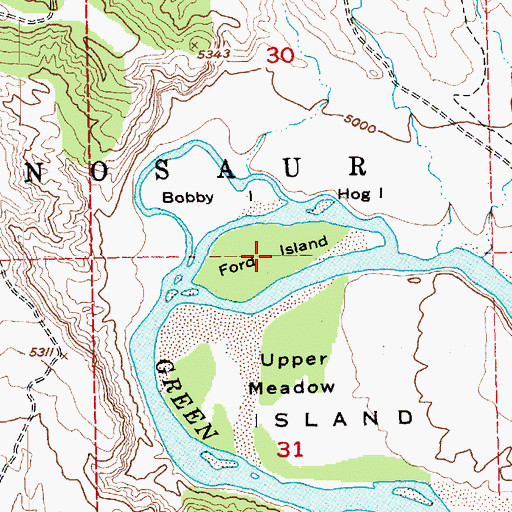 Topographic Map of Ford Island, UT
