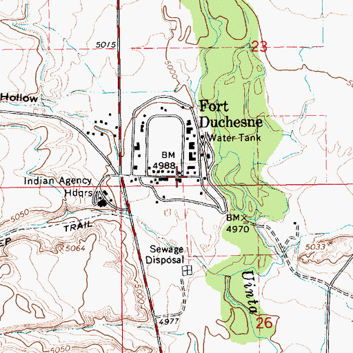 Topographic Map of Fort Duchesne, UT