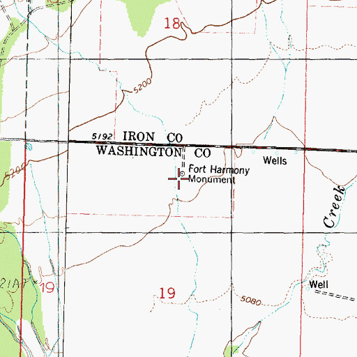 Topographic Map of Fort Harmony Monument, UT
