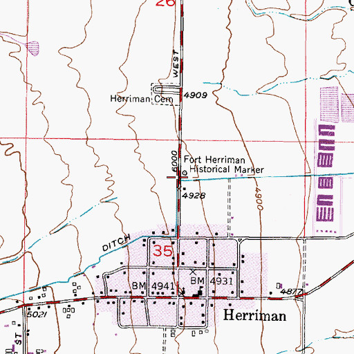 Topographic Map of Fort Herriman Historical Marker, UT