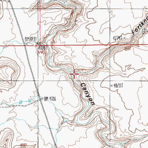 Topographic Map of Fortknocker Canyon, UT
