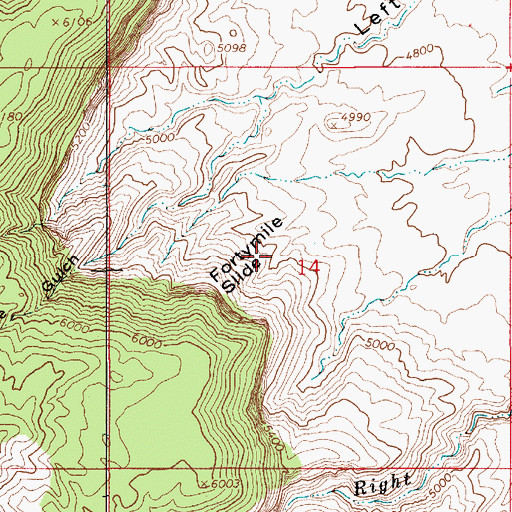 Topographic Map of Fortymile Slide, UT