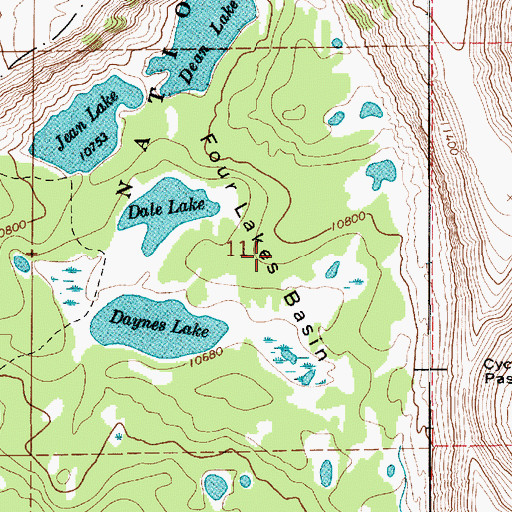 Topographic Map of Four Lakes Basin, UT